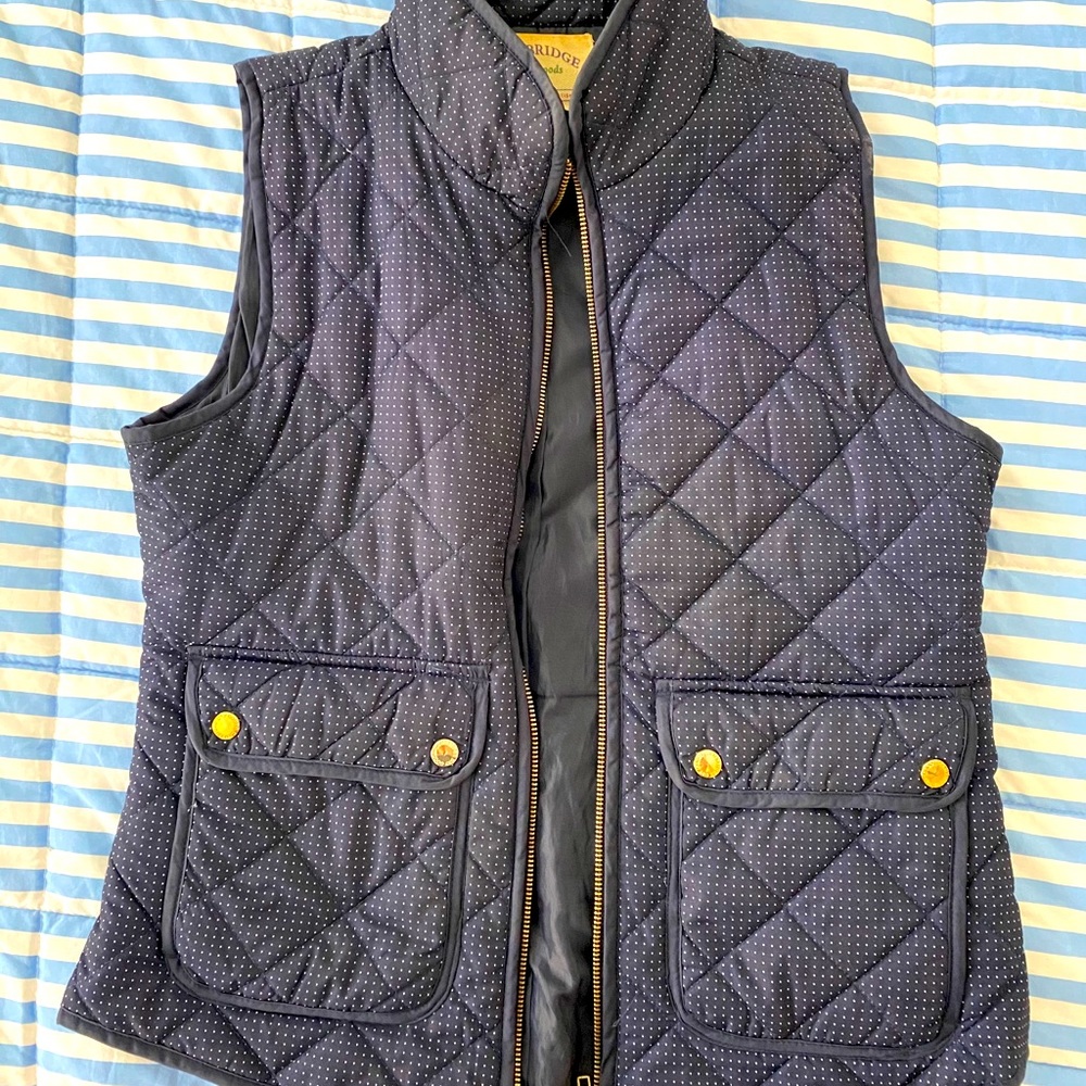 Navy and White small polka dot vest